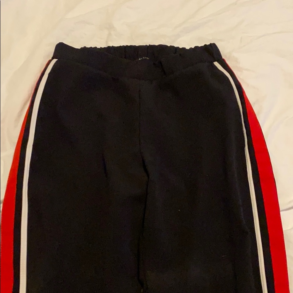 Zara stretchy black and red joggers